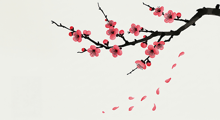 JPG 나무 꽃잎 일러스트 붓터치 수묵화 사람없음 나뭇가지 분위기 꽃봉오리 진분홍색 국내일러스트 AI일러스트 AI콘텐츠 식물 꽃 분홍색 컨셉 미술 파일형식