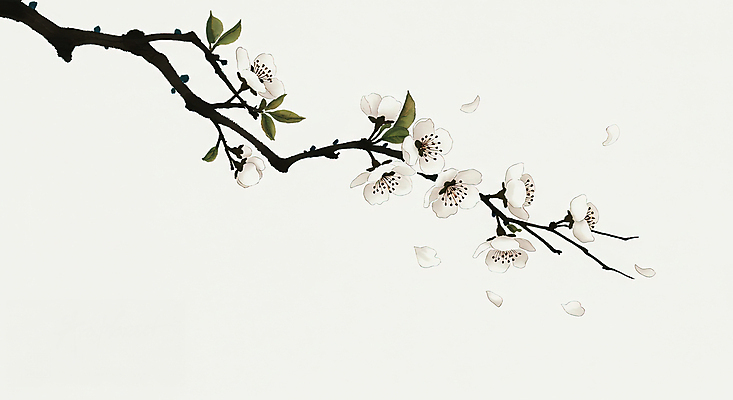 JPG 나무 꽃잎 일러스트 붓터치 수묵화 사람없음 흰색 나뭇가지 분위기 꽃봉오리 국내일러스트 AI일러스트 AI콘텐츠 식물 꽃 컬러 컨셉 미술 파일형식