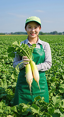 JPG 편집이미지 여자 농업 하늘 한명 미소 들기 성인 농가 앞치마 농촌 신선 무 특산물 목장갑 무밭 캡모자 의료성형뷰티 성인여자한명만 산지직송 편집실사 AI인물포토 AI콘텐츠 모자_잡화 1 산업 장갑 밭 모션 뿌리채소 표정 사람 농장 시골 CG 여자한명만 성인여자만 파일형식 직송 AI포토