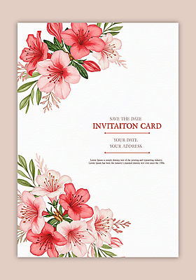 PSD 템플릿 꽃 잎 수채화 사람없음 초대장 연분홍색 영산홍 이미지템플릿 식물 분홍색 카드_감사 파일형식