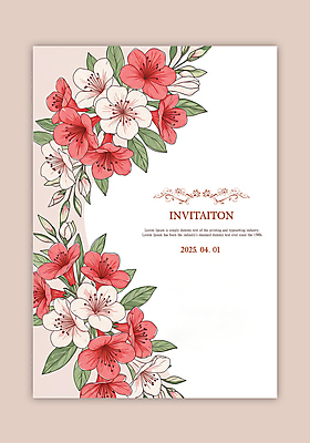PSD 템플릿 꽃 잎 수채화 사람없음 초대장 연분홍색 영산홍 이미지템플릿 식물 분홍색 카드_감사 파일형식