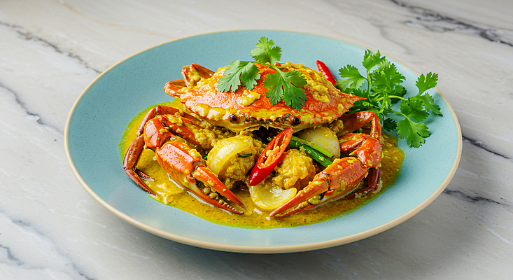 JPG 편집이미지 접시 태국 고추 양파 사람없음 전통음식 게 소스 고수 카레 뿌팟퐁커리 편집실사 AI포토 AI콘텐츠 전통 식기 아시아 음식 채소 갑각류 양념 향신료 CG 태국음식 파일형식