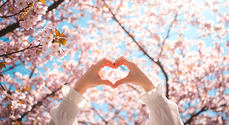 JPG 편집이미지 손 휴식 신체부위 햇빛 봄풍경 벚꽃 벚나무 감성 손하트 편집실사 AI인물포토 AI콘텐츠 나무 꽃 컨셉 사람 풍경 손짓 태양 봄 CG 파일형식 AI포토