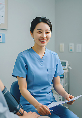 JPG 편집이미지 직업 여자 의료기기 한명 미소 들기 상반신 성인 의사 문서 수술복 진료실 의료성형뷰티 성인여자한명만 편집실사 IC큐레이션 AI인물포토 AI콘텐츠 1 의학 모션 표정 병원 사람 진료 의료진 가운 CG 여자한명만 성인여자만 파일형식 AI포토