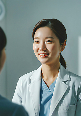 JPG 편집이미지 직업 여자 병원 한명 미소 상반신 성인 진료 의사 의료성형뷰티 성인여자한명만 편집실사 IC큐레이션 AI인물포토 AI콘텐츠 1 의학 표정 사람 의료진 CG 여자한명만 성인여자만 파일형식 AI포토