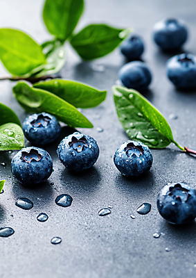 JPG 편집이미지 잎 사람없음 파란색 물방울 신선 블루베리 싱그러움 편집실사 AI포토 AI콘텐츠 식물 컬러 과일 CG 파일형식
