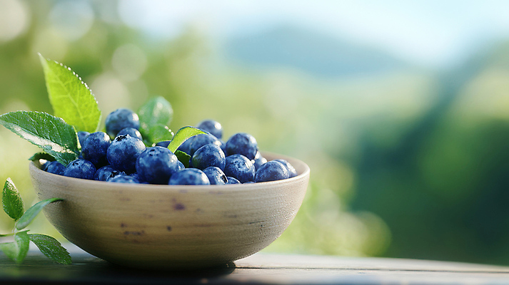 JPG 편집이미지 잎 사람없음 파란색 신선 블루베리 나무그릇 싱그러움 편집실사 AI포토 AI콘텐츠 식물 그릇 컬러 과일 목재 CG 파일형식