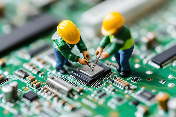 JPG 편집이미지 남자 작업복 고개숙이기 들기 성인 두명 미니어처 작업 수리 회로판 안전모 수리도구 작업자 성인남자만 편집실사 AI포토 AI콘텐츠 옷 모션 숙이기 사람 모형 도구 헬멧 안전장비 CG 남자만 성인만 파일형식