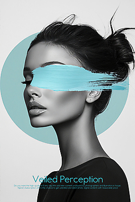 PSD 모델 편집이미지 여자 얼굴 흑백 한명 상반신 성인 뷰티 페인트 눈가림 원형 성인여자한명만 이미지편집 도형 1 촬영기법 사람 신체부위 가림 여자한명만 성인여자만 파일형식