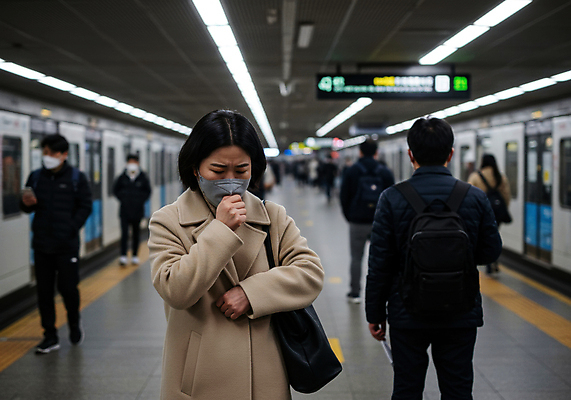 JPG 편집이미지 여자 남자 중년 가방 바람 여러명 성인 봄 대기 찡그림 전철 군중 예방 대기오염 입가림 공기 기침 마스크착용 황사 의료성형뷰티 미세먼지 편집실사 AI인물포토 AI콘텐츠 자연요소 잡화 계절 육상교통 다수 날씨 대중교통 표정 마스크 사람 가림 환경오염 사회이슈 CG 먼지 파일형식 AI포토