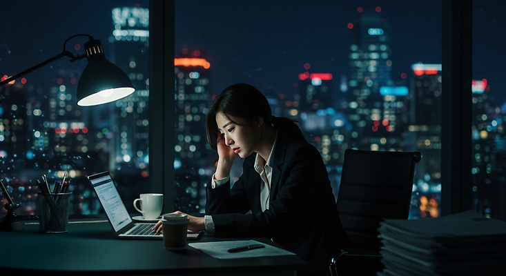 JPG 편집이미지 여자 야경 의자 창문 스트레스 직장 피곤 한명 앉기 성인 노트북 도시풍경 어둠 턱괴기 스탠드 타이핑 비즈니스우먼 커피잔 책상 야근 의료성형뷰티 성인여자한명만 편집실사 AI인물포토 AI콘텐츠 1 커피 가구 컨셉 회사 비즈니스 모션 조명 잔 사람 풍경 전자제품 도시 업무 직장인 야간 CG 여자한명만 성인여자만 파일형식 풍경_경치 AI포토