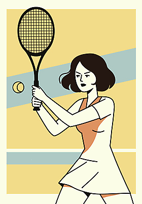 여자 일러스트 한명 들기 성인 취미 운동 노란색 테니스라켓 스윙 테니스공 성인여자한명만 국내일러스트 일러캐릭터 AI파일 캐릭터 1 컬러 포즈 공 모션 건강 사람 테니스 라켓 테니스용품 여자한명만 성인여자만 파일형식 벡터
