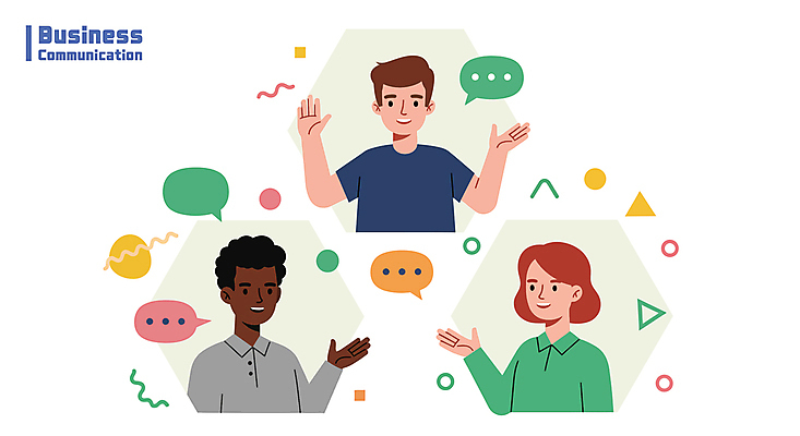 도형 여자 남자 말풍선 일러스트 직장 대화 상반신 성인 세명 비즈니스라이프 손들기 비즈니스맨 비즈니스우먼 소통 성인만 국내일러스트 AI파일 라이프스타일 컨셉 회사 비즈니스 모션 말하기 사람 직장인 파일형식 벡터