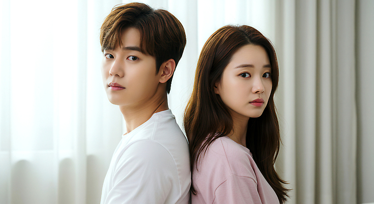 JPG 편집이미지 여자 남자 거실 신혼부부 부동산 상반신 성인 두명 등맞대기 커튼 내집마련 부동산매매 의료성형뷰티 성인만 편집실사 AI인물포토 AI콘텐츠 부부 모션 사람 재산 CG 신혼 파일형식 AI포토