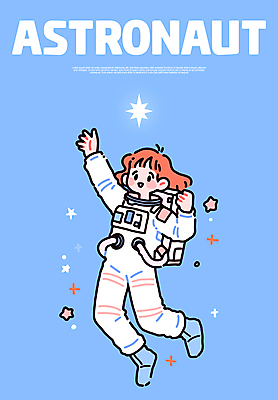 전신 여자 별 하늘색 일러스트 한명 미소 성인 손들기 주먹 우주비행사 우주복 무중력 성인여자한명만 국내일러스트 AI파일 자연요소 1 옷 모션 표정 사람 파란색 우주 여자한명만 성인여자만 파일형식 벡터