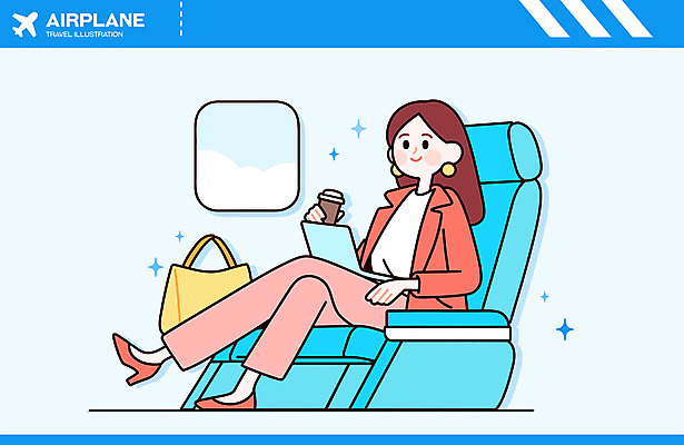 전신 구름 여자 행복 여행 하늘색 의자 가방 일러스트 창문 하늘 비행기 한명 미소 앉기 성인 노트북 반짝임 청춘 다리꼬기 기내 테이크아웃컵 성인여자한명만 국내일러스트 AI파일 자연요소 1 잡화 감정 가구 컨셉 항공교통 모션 대중교통 표정 사람 컵 파란색 전자제품 공공장소 여자한명만 성인여자만 파일형식 벡터