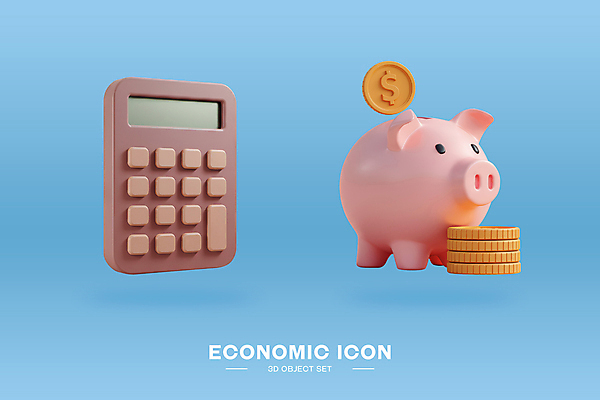 PSD 아이콘 하늘색 사람없음 경제 세트 3D아이콘 3D 달러 돼지저금통 계산기 오브젝트 동전탑 적금 편집3D 돈 문구용품 금융 파란색 쌓기 동전 장비 저금통 디지털합성 파일형식