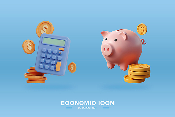 PSD 아이콘 하늘색 사람없음 경제 세트 3D아이콘 3D 달러 돼지저금통 계산기 오브젝트 동전탑 적금 편집3D 돈 문구용품 금융 파란색 쌓기 동전 장비 저금통 디지털합성 파일형식