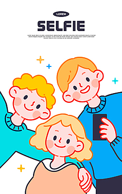 여자 남자 일러스트 미소 들기 상반신 성인 세명 친구 반짝임 스마트폰 우정 셀프카메라 즐거움 성인만 어깨에손 국내일러스트 AI파일 감정 관계 모션 표정 사람 핸드폰 스마트기기 사진촬영 파일형식 벡터