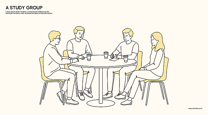 전신 여자 남자 종이 커피 의자 라인일러스트 일러스트 탁자 미소 앉기 여러명 성인 스터디 펜 모임 다리꼬기 잡기 그룹 라인아트 성인만 연노랑색 국내일러스트 AI파일 음료 선 가구 다수 모션 표정 사람 학습 필기구 노란색 파일형식 벡터