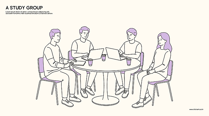 전신 여자 남자 커피 의자 라인일러스트 일러스트 탁자 미소 앉기 여러명 성인 노트북 스터디 모임 타이핑 그룹 라인아트 테이크아웃컵 성인만 연노랑색 국내일러스트 AI파일 음료 선 가구 다수 모션 표정 사람 컵 전자제품 학습 노란색 파일형식 벡터