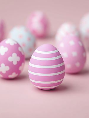 JPG 편집이미지 분홍색 꽃무늬 사람없음 여러개 줄무늬 부활절계란 파스텔톤 편집실사 AI포토 AI콘텐츠 꽃 컬러 다수 무늬 부활절 계란 CG 파일형식