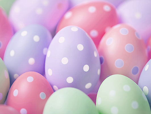 JPG 편집이미지 사람없음 보라색 물방울무늬 여러개 부활절계란 파스텔톤 편집실사 AI포토 AI콘텐츠 컬러 다수 무늬 부활절 계란 CG 파일형식