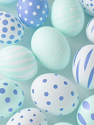JPG 편집이미지 사람없음 물방울무늬 여러개 줄무늬 부활절계란 민트색 파스텔톤 편집실사 AI포토 AI콘텐츠 컬러 다수 무늬 부활절 계란 CG 파일형식