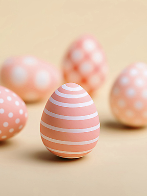 JPG 편집이미지 사람없음 물방울무늬 여러개 줄무늬 부활절계란 살구색 편집실사 AI포토 AI콘텐츠 컬러 다수 무늬 부활절 계란 CG 파일형식