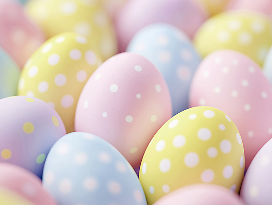 JPG 편집이미지 사람없음 컬러풀 물방울무늬 여러개 부활절계란 파스텔톤 편집실사 AI포토 AI콘텐츠 컬러 다수 무늬 부활절 계란 CG 파일형식