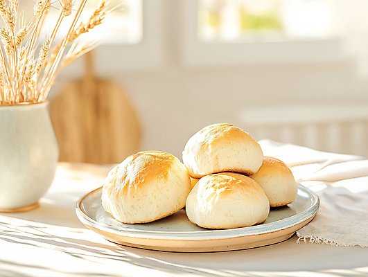 JPG 편집이미지 접시 화분 식탁 아침 도마 따뜻함 사람없음 햇빛 우유 밀 천 창가 베이지색 브리오슈 맛있는 편집실사 AI포토 AI콘텐츠 주간 식기 빵 컬러 창문 탁자 주방용품 유제품 곡류 태양 직물 CG 파일형식