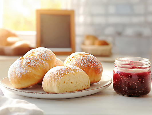 JPG 편집이미지 접시 액자 식탁 따뜻함 사람없음 햇빛 병 창가 브런치 딸기잼 베이지색 브리오슈 맛있는 편집실사 AI포토 AI콘텐츠 식기 빵 컬러 창문 탁자 태양 식사 잼 CG 파일형식