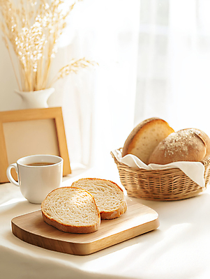 JPG 편집이미지 액자 식탁 단면 사람없음 햇빛 바구니 꽃병 커튼 커피잔 밀 창가 슬라이스 베이지색 맛있는 사워도우 편집실사 AI포토 AI콘텐츠 꽃 커피 빵 컬러 창문 탁자 잔 곡류 태양 CG 파일형식