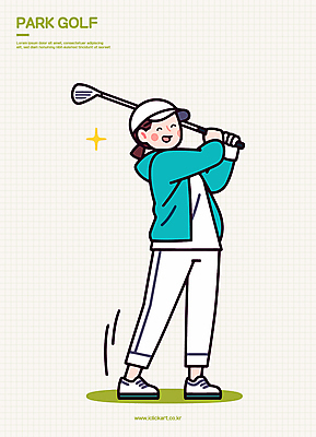 전신 여자 스포츠 일러스트 한명 미소 들기 성인 취미 반짝임 골프채 스윙 골프웨어 활기 캡모자 성인여자한명만 파크골프 일러캐릭터 AI파일 캐릭터 모자_잡화 1 옷 포즈 컨셉 골프 모션 골프용품 표정 사람 여자한명만 성인여자만 파일형식 벡터