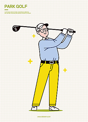 전신 노년 남자 스포츠 일러스트 한명 미소 들기 반짝임 골프채 스윙 골프웨어 활기 캡모자 노인남자한명만 파크골프 일러캐릭터 AI파일 캐릭터 모자_잡화 1 옷 포즈 컨셉 골프 모션 골프용품 표정 사람 성인 남자한명만 노인남자만 파일형식 벡터