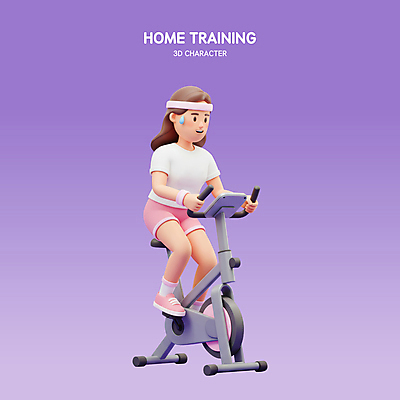 PSD 편집이미지 여자 다이어트 3D캐릭터 관리 한명 미소 성인 운동복 3D 헬스사이클 보라색 헬스 매트 머리띠 웨이트트레이닝 땀 성인여자한명만 홈트레이닝 편집3D 캐릭터 1 옷 컬러 장신구 표정 건강 사람 운동 운동기구 디지털합성 여자한명만 성인여자만 파일형식