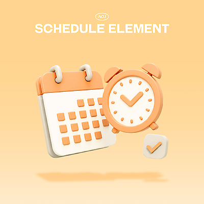 PSD 아이콘 관리 사람없음 3D아이콘 3D 주황색 자명종 달력 시간 계획 체크표시 편집3D 시계 컬러 컨셉 알람 디지털합성 확인 파일형식