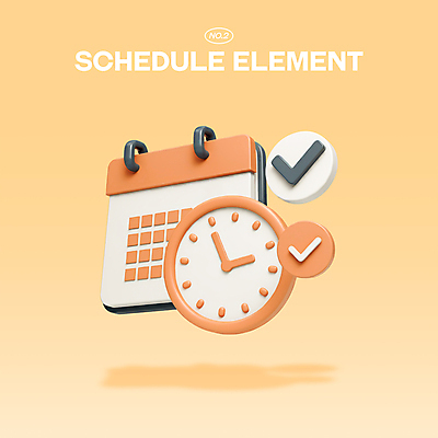 PSD 아이콘 시계 관리 사람없음 3D아이콘 3D 주황색 달력 시간 계획 체크표시 편집3D 컬러 컨셉 디지털합성 확인 파일형식