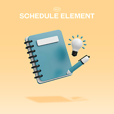 PSD 아이콘 전구 관리 사람없음 3D아이콘 3D 주황색 시간 계획 샤프 스프링노트 편집3D 컬러 컨셉 펜 공책 디지털합성 파일형식