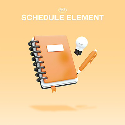 PSD 아이콘 전구 관리 사람없음 3D아이콘 3D 주황색 시간 계획 샤프 스프링노트 북마크 편집3D 컬러 컨셉 펜 공책 디지털합성 파일형식