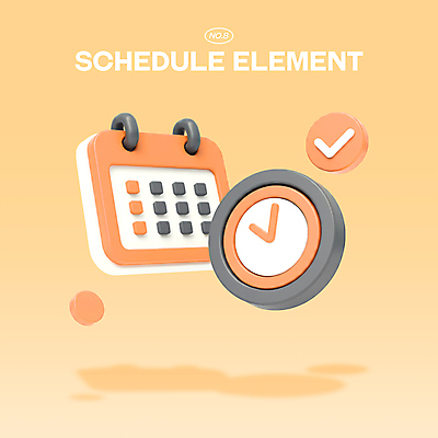 PSD 아이콘 시계 관리 사람없음 3D아이콘 3D 주황색 달력 시간 계획 체크표시 편집3D 컬러 컨셉 디지털합성 확인 파일형식