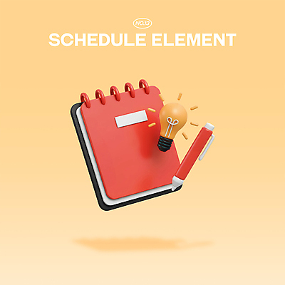 PSD 아이콘 전구 관리 사람없음 3D아이콘 펜 3D 주황색 시간 계획 스프링노트 편집3D 컬러 컨셉 필기구 공책 디지털합성 파일형식