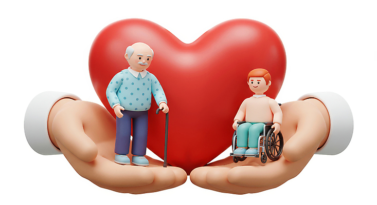 JPG 전신 편집이미지 손 할아버지 노년 남자 지팡이 사랑 미소 들기 앉기 성인 두명 신체부위 3D 하트 잡기 휠체어 남자만 편집3D AI컴퓨터그래픽 AI콘텐츠 모양 감정 모션 표정 사람 디지털합성 파일형식