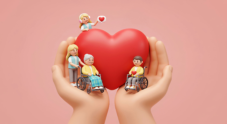 JPG 전신 편집이미지 손 여자 노년 남자 할머니 분홍색 말풍선 사랑 미소 들기 앉기 여러명 성인 신체부위 3D 헤드폰 하트 잡기 담요 휠체어 편집3D AI컴퓨터그래픽 AI콘텐츠 모양 감정 컬러 음향기기 다수 모션 표정 사람 디지털합성 파일형식