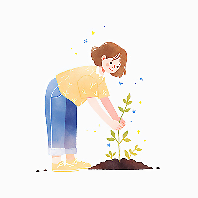 JPG 전신 여자 일러스트 수채화 허리숙이기 한명 미소 성인 자연보호 흙 잡기 식목일 나무심기 묘목 성인여자한명만 국내일러스트 AI일러스트 AI콘텐츠 나무 1 기념일 모션 자연 표정 숙이기 사람 보호 심기 여자한명만 성인여자만 파일형식