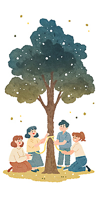 JPG 전신 나무 여자 남자 일러스트 수채화 미소 여러명 성인 자연보호 잡기 끈 무릎꿇기 묶기 식목일 나무심기 성인만 국내일러스트 AI일러스트 AI콘텐츠 식물 기념일 다수 모션 자연 표정 사람 보호 심기 파일형식