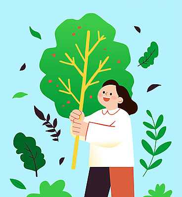 여자 하늘색 잎 일러스트 한명 미소 들기 성인 자연보호 식목일 나무심기 묘목 성인여자한명만 국내일러스트 AI파일 나무 식물 1 기념일 모션 자연 표정 사람 파란색 보호 심기 여자한명만 성인여자만 파일형식 벡터