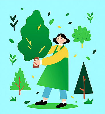 전신 여자 하늘색 잎 일러스트 한명 미소 들기 잔디 성인 자연보호 식목일 나무심기 묘목 성인여자한명만 국내일러스트 AI파일 나무 식물 1 기념일 모션 자연 표정 사람 파란색 보호 심기 여자한명만 성인여자만 파일형식 벡터