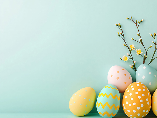 JPG 편집이미지 기독교 하늘색 사람없음 나뭇가지 꽃봉오리 부활절계란 편집실사 AI포토 AI콘텐츠 나무 꽃 종교 부활절 파란색 계란 CG 파일형식