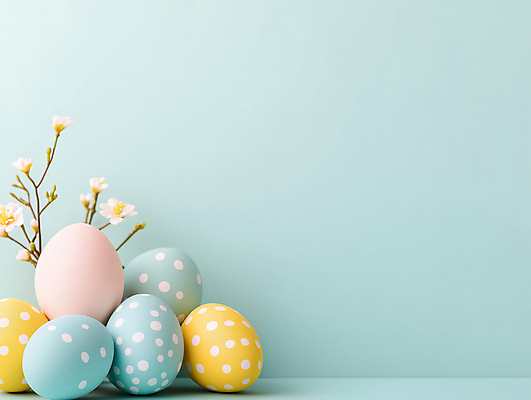 JPG 편집이미지 꽃 기독교 하늘색 사람없음 나뭇가지 부활절계란 편집실사 AI포토 AI콘텐츠 나무 식물 종교 부활절 파란색 계란 CG 파일형식